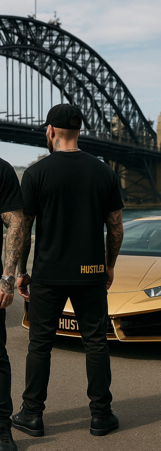Hustler Streetwear Premium Black Tee – Bold 2 tone Edition