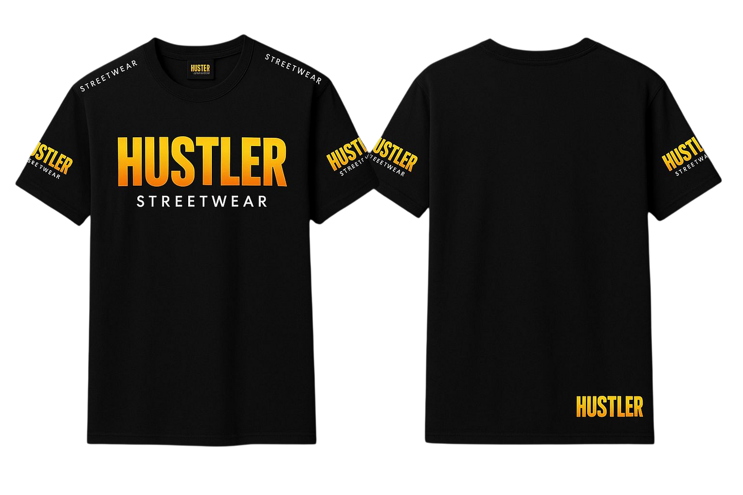 Hustler Streetwear Premium Black Tee – Bold 2 tone Edition