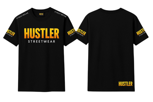 Hustler Streetwear Premium Black Tee – Bold 2 tone Edition